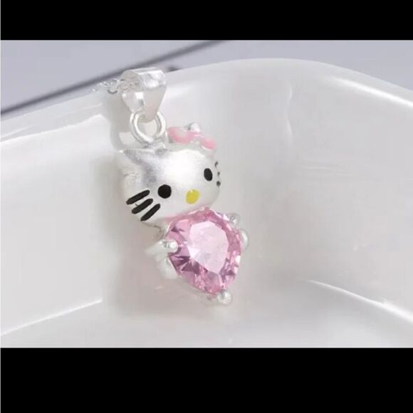Hello Kitty Silver Heart Gem Pendant Necklace - Picture 2 of 5